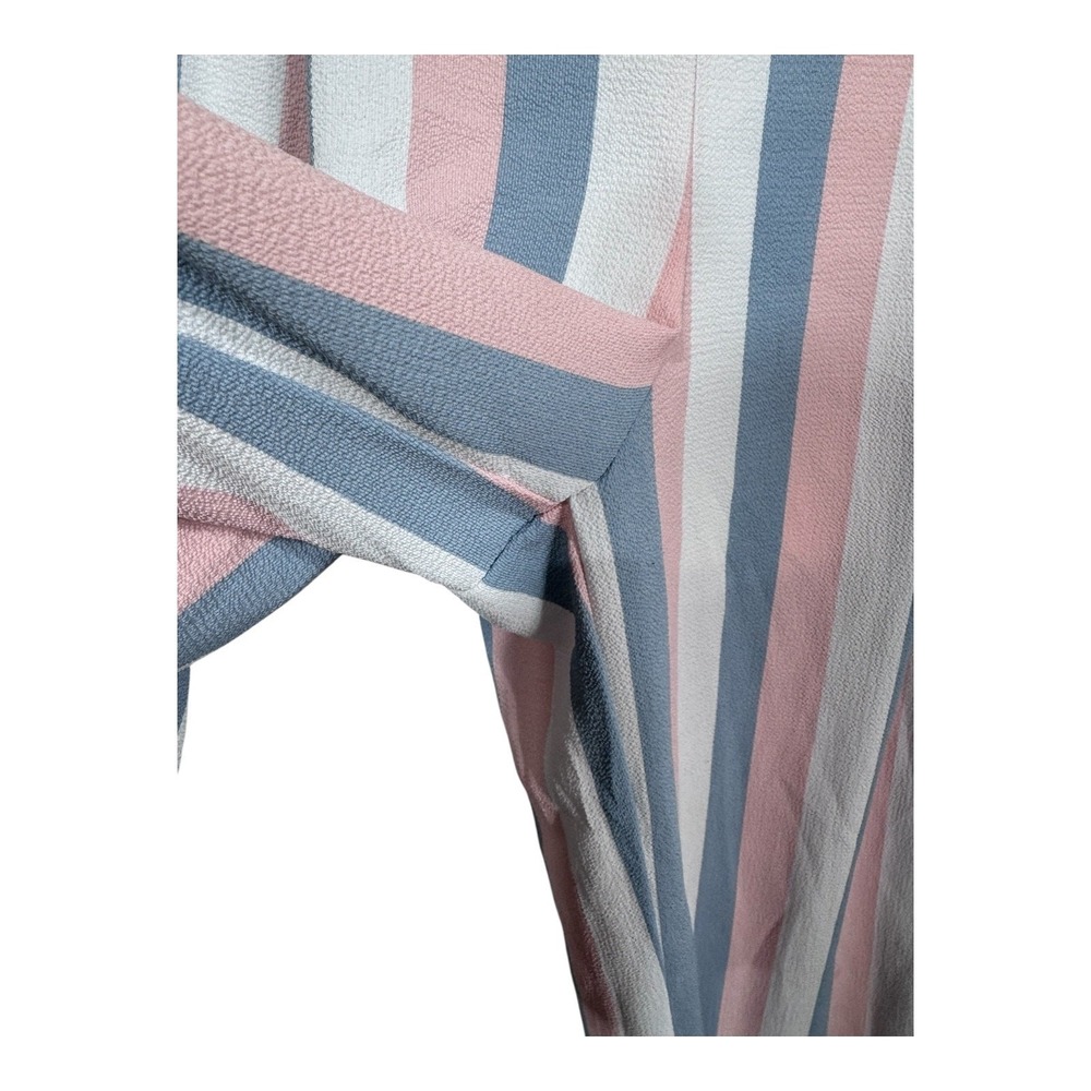 Colorful Striped Wide Leg Pants Knot Waist High Rise Resort Boho Style Women's L - Picture 4 of 6